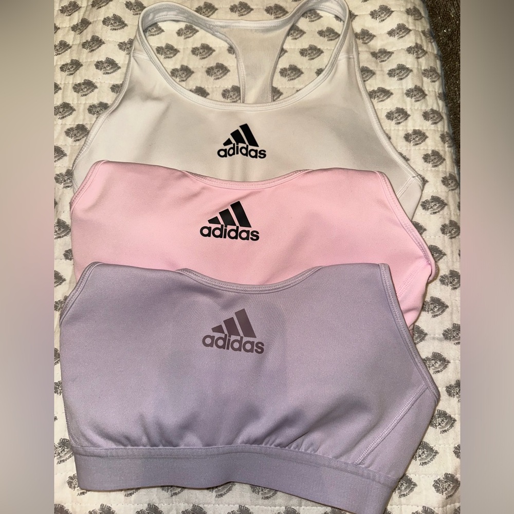 3 Adidas Sports Bra (White, Pink, and Purple)